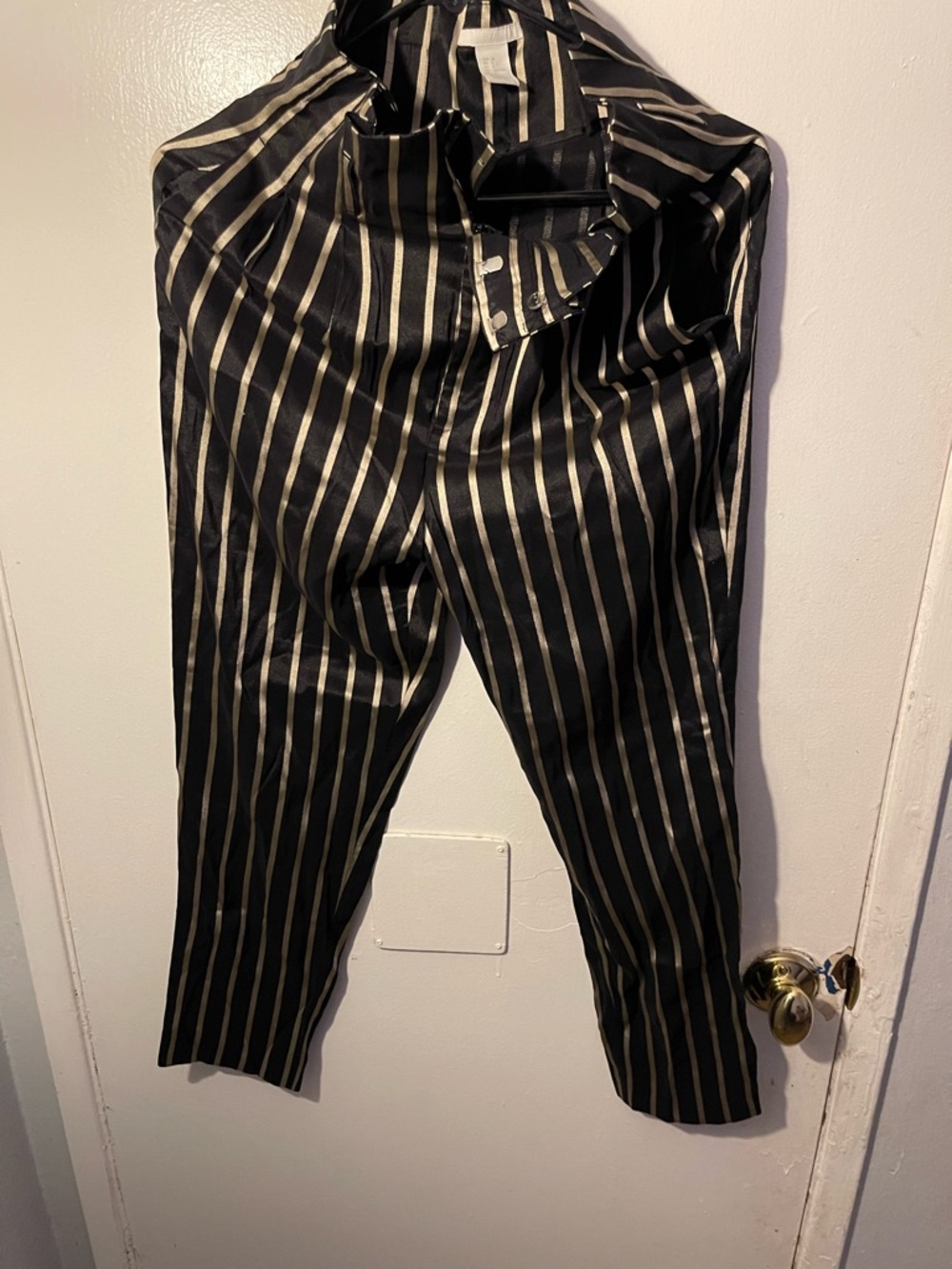 H&M Black and Cream Striped Trousers